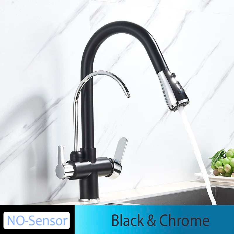 Onyzpily Touch Sensor Pull Out Kitchen Faucet Hot Cold Mixer
