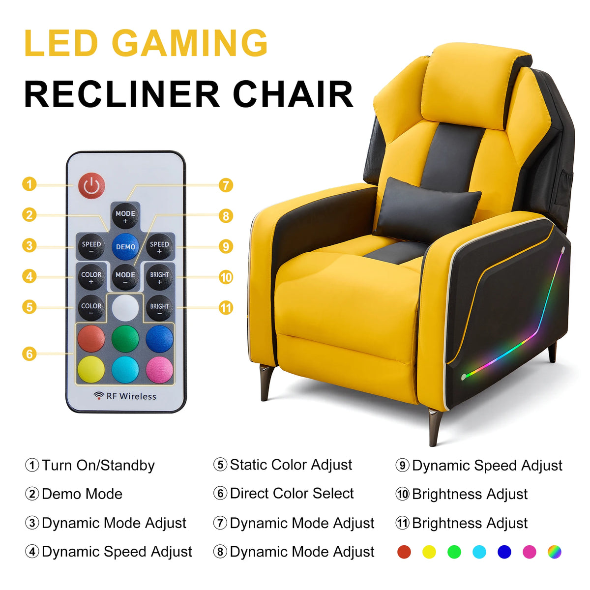 TCGBKAF Ergonomic Gaming Recliner Chair With Footrest And Lumbar Pillow