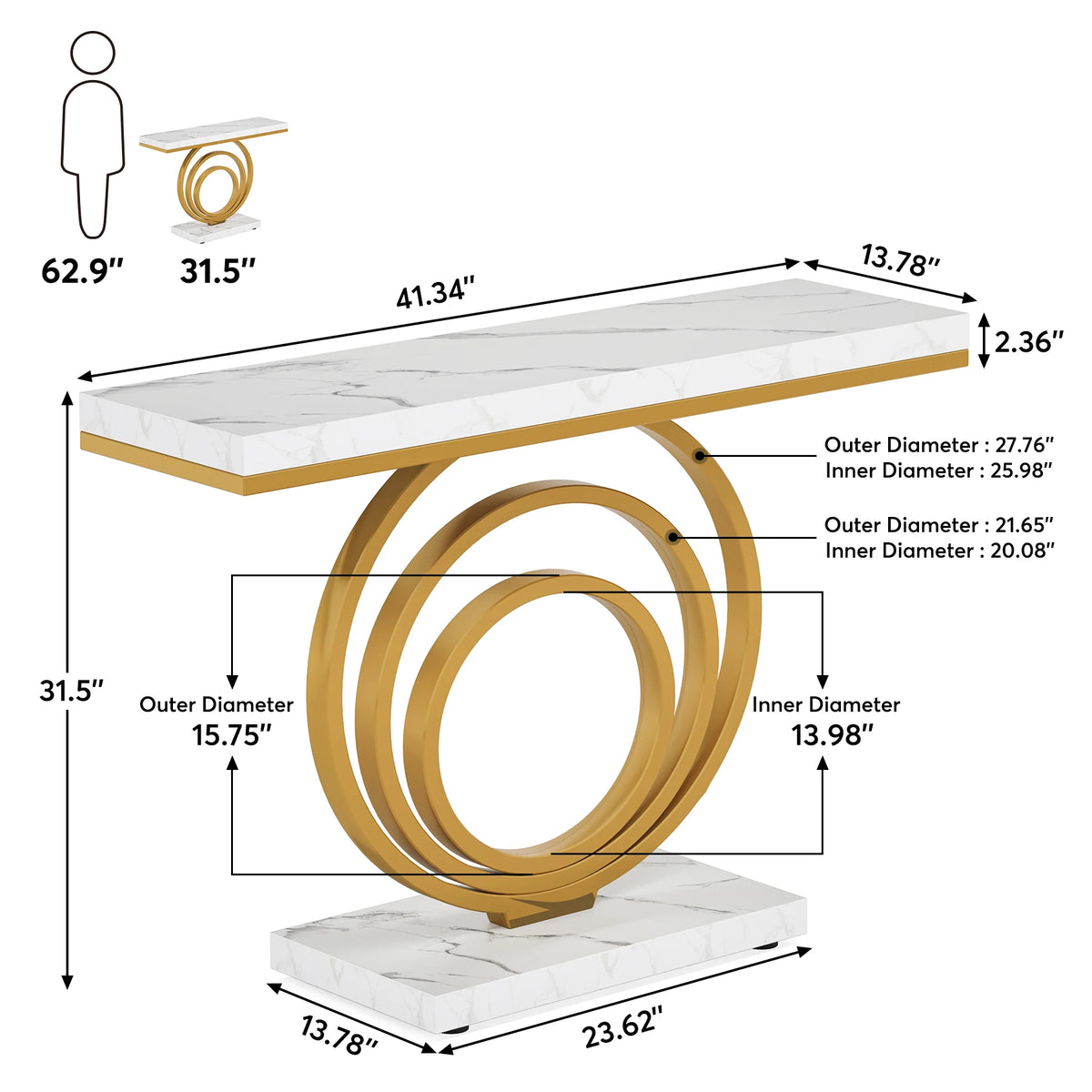 Tribesigns Modern Ring Console Table for Entryway and Living Room