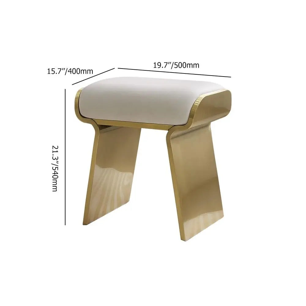 Modern Vanity Stool with Leathaire Upholstery amp Gold Stainless Steel Frame Breathable Backless Makeup Chair with HighResilien