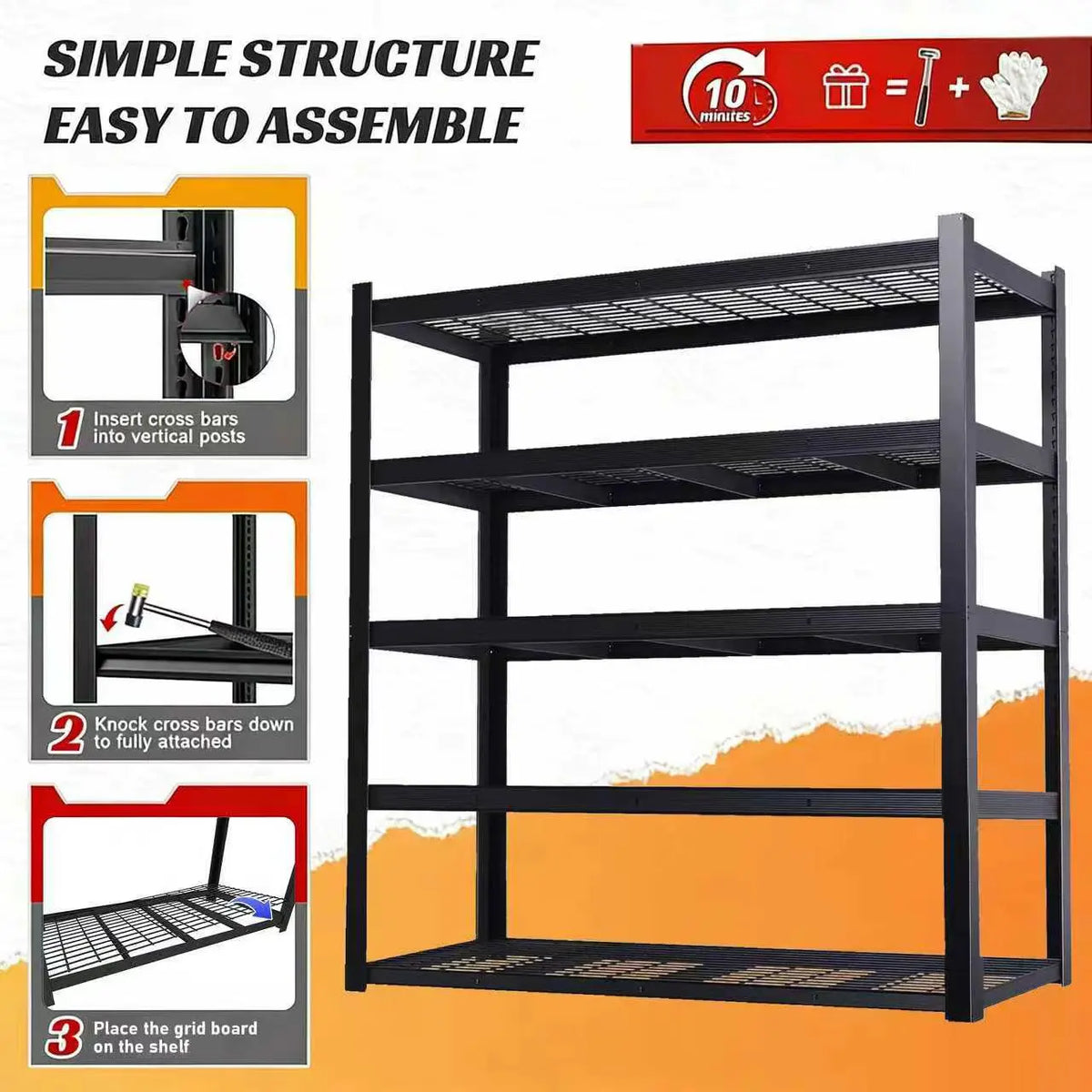 Sarenzoon Adjustable Metal Double Layer Utility Storage Rack