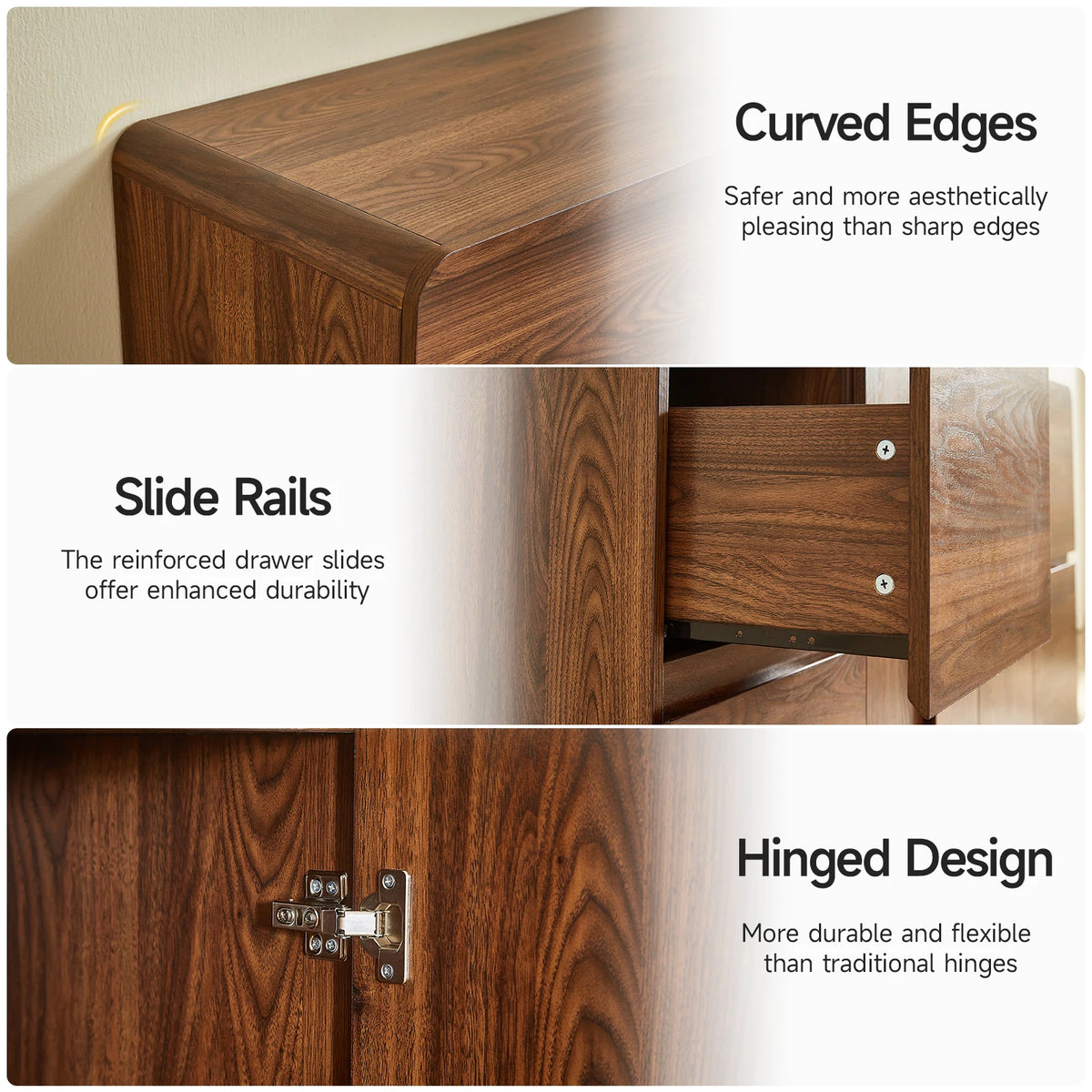 ONBRILL Modern Sideboard Cabinet With Drawers And Arched Doors