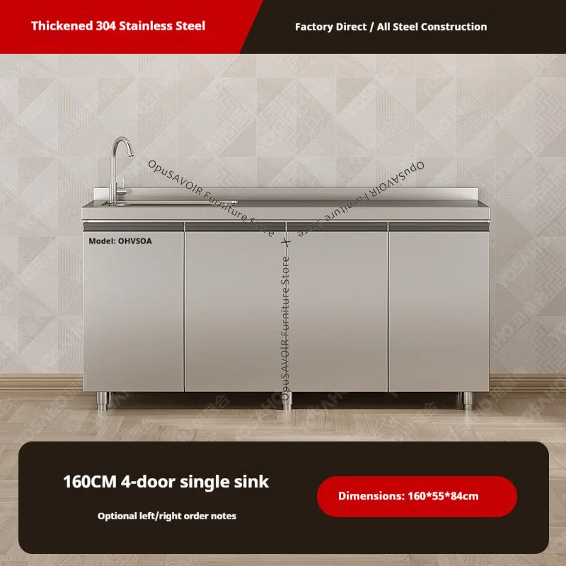 OAKCIA Stainless Steel Modular Kitchen Cabinet With Sink And Stove