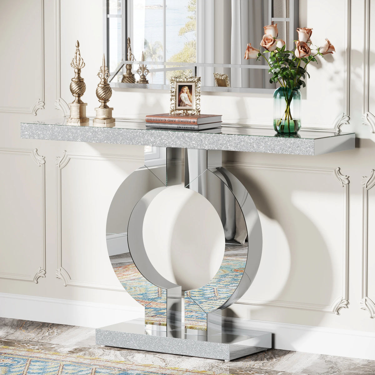 Tribesigns Modern Mirrored Console Table for Entryway and Living Room
