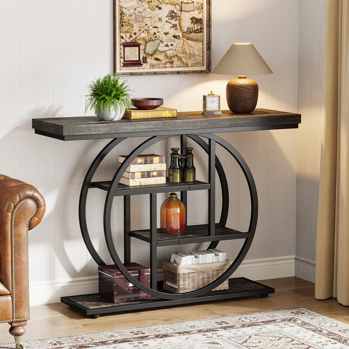 Tribesigns Four Tier Industrial Console Table With Storage