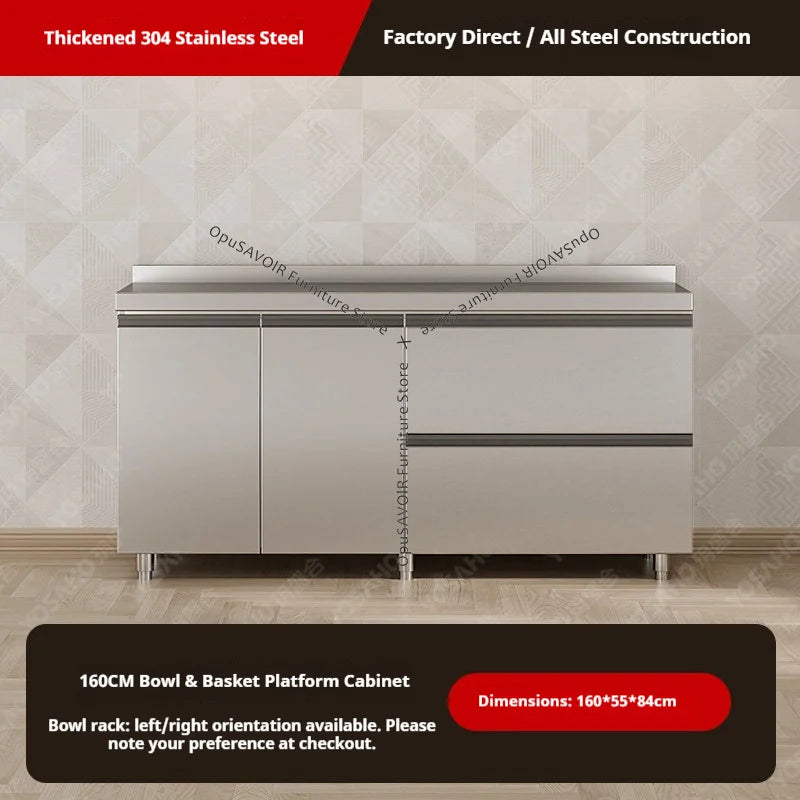 OAKCIA Stainless Steel Modular Kitchen Cabinet With Sink And Stove