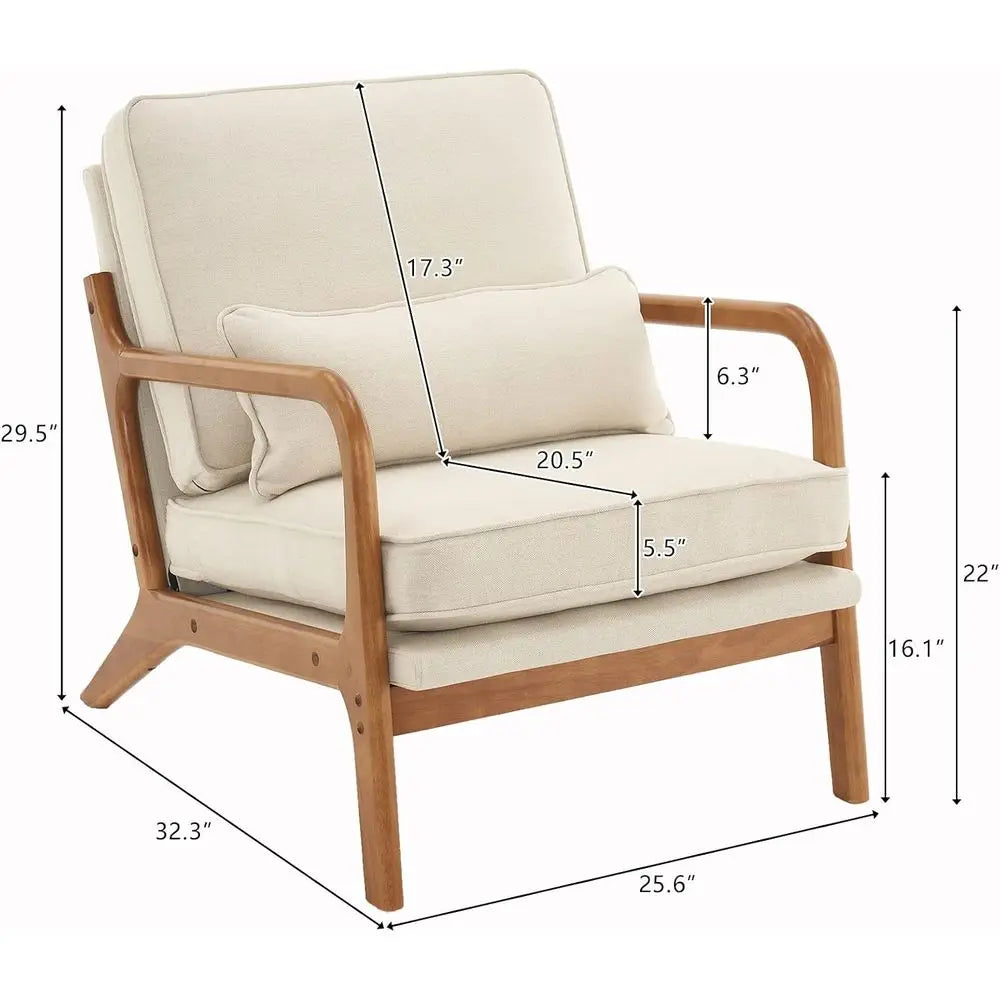 Upholstered Mid Century Accent Chairs Set Of Two For Living Room