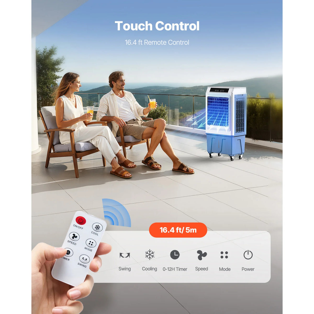 SucceBuy Evaporative Air Cooler With Remote Control And Timer