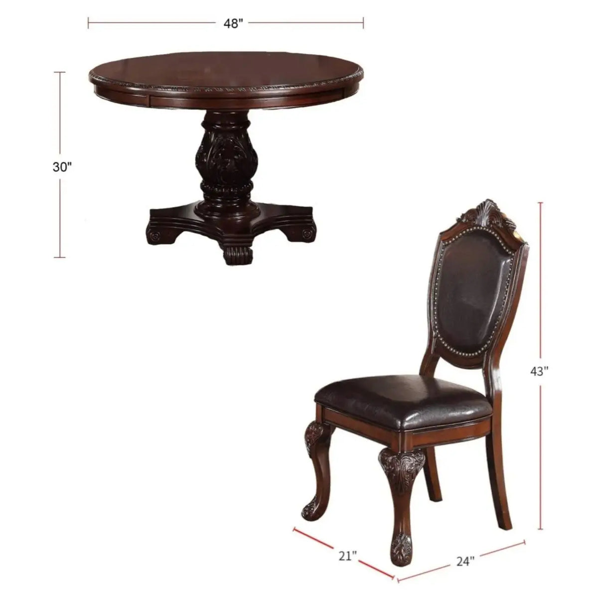 Classic Dining Set with Round Table and Four Side Chairs