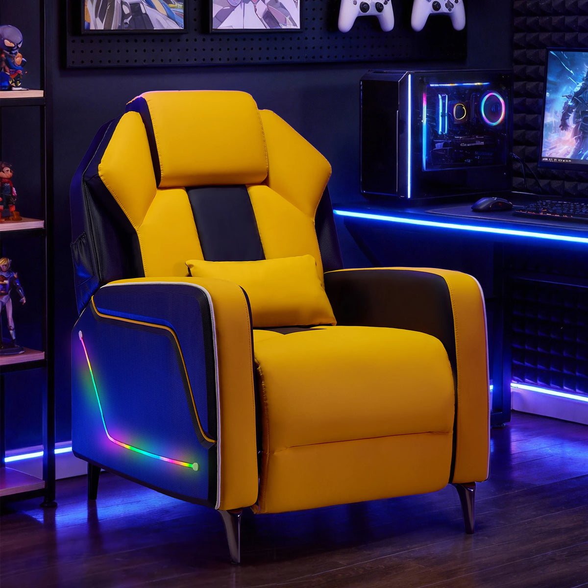 TCGBKAF Ergonomic Gaming Recliner Chair With Footrest And Lumbar Pillow