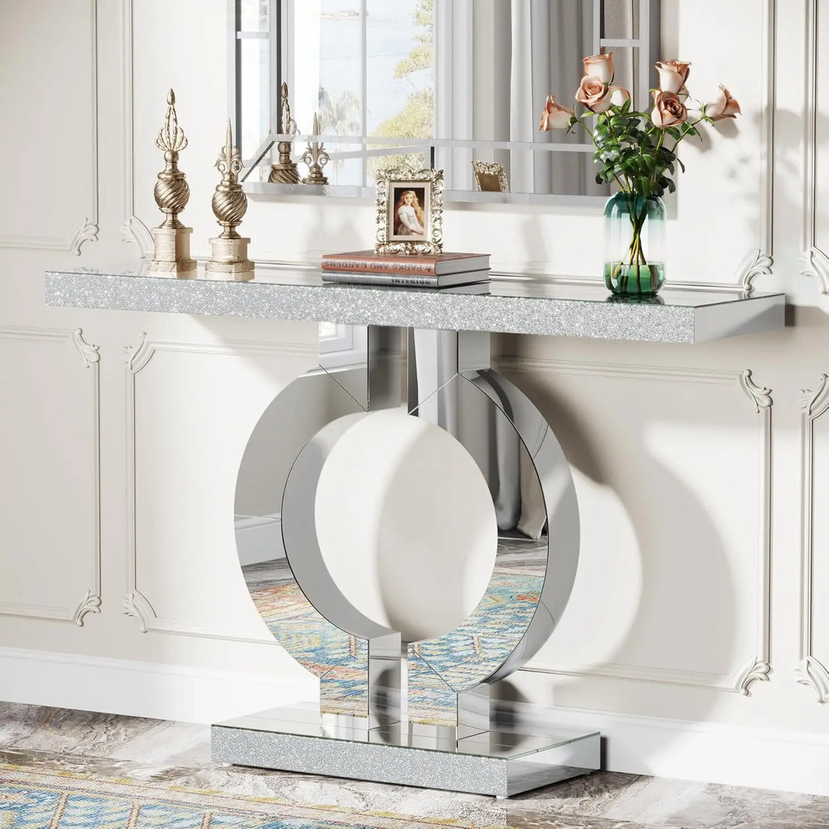 Tribesigns Modern Mirrored Console Table for Entryway and Living Room