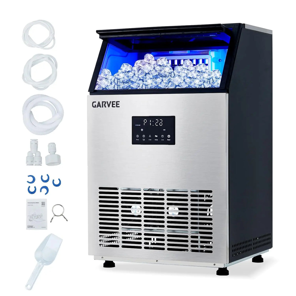 Acekool Commercial Ice Maker With Dual Inlet Self Cleaning