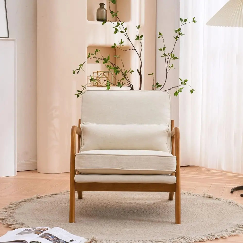 Upholstered Mid Century Accent Chairs Set Of Two For Living Room