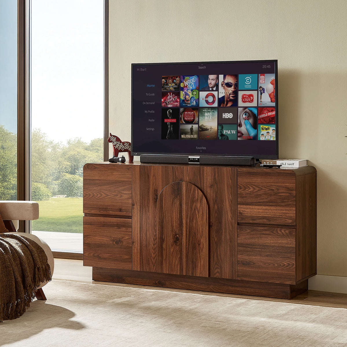 ONBRILL Modern Sideboard Cabinet With Drawers And Arched Doors
