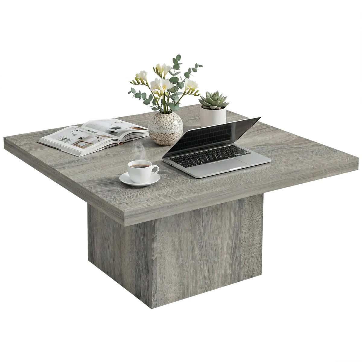 HOMCOM Modern Wood Square Coffee Table With Minimalist Design