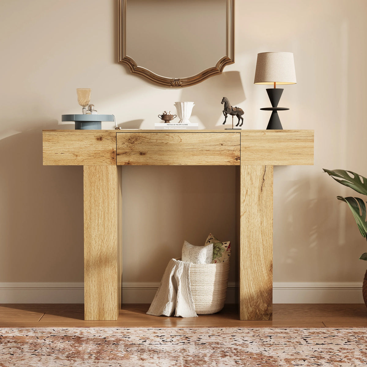47" Long Console Table with Drawer,Narrow Entryway Table,Charcoal | Wood Rectangular Sofa Table Behind The Couch,TV Stand,Farmhouse Entry Way Tables for Entrance,Hallway,Foyer,Living Room