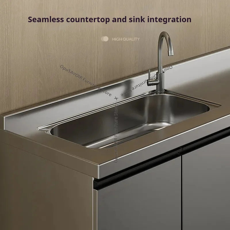 OAKCIA Stainless Steel Modular Kitchen Cabinet With Sink And Stove