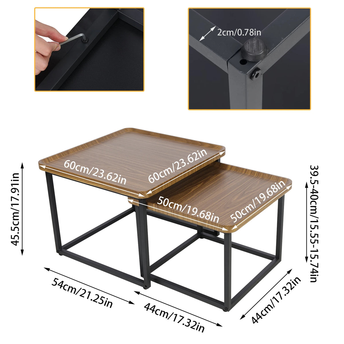 Modern Nesting Coffee Table Set With Metal Frame Furniture