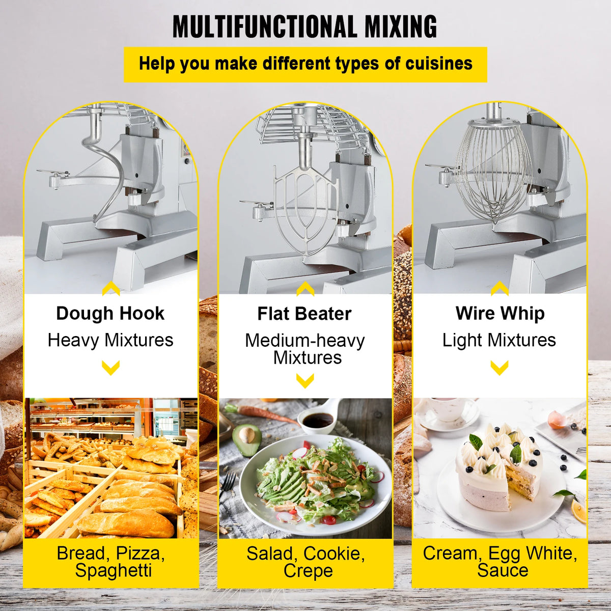 SucceBuy Commercial Food Mixer With Three Speed Settings