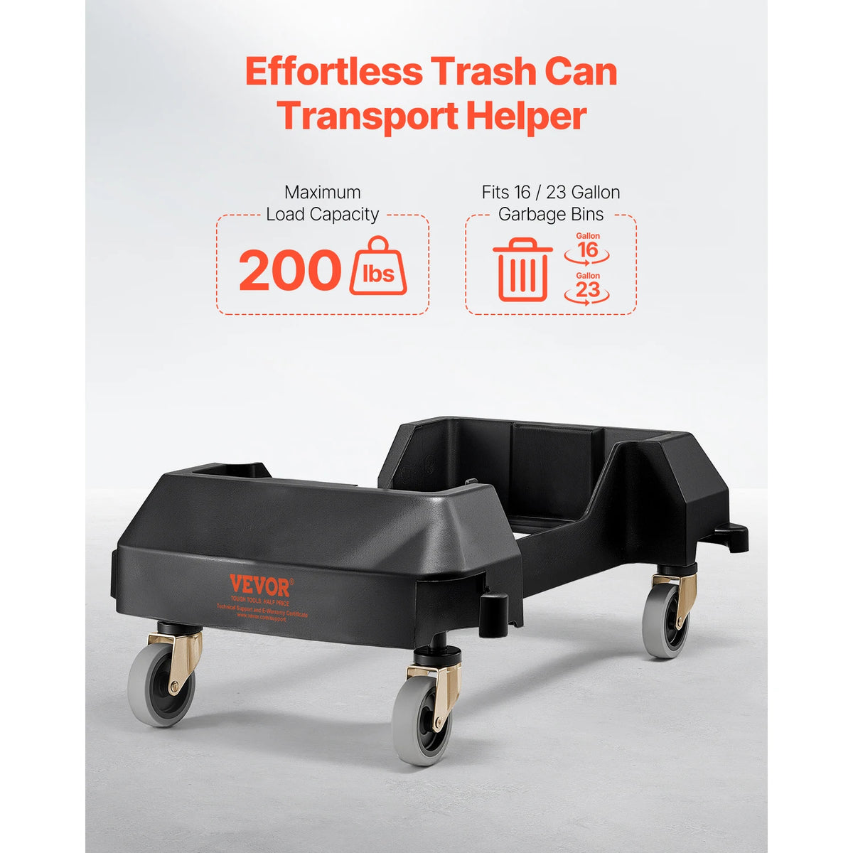 SucceBuy Heavy Duty Rolling Trash Can Dolly With Locking Wheels