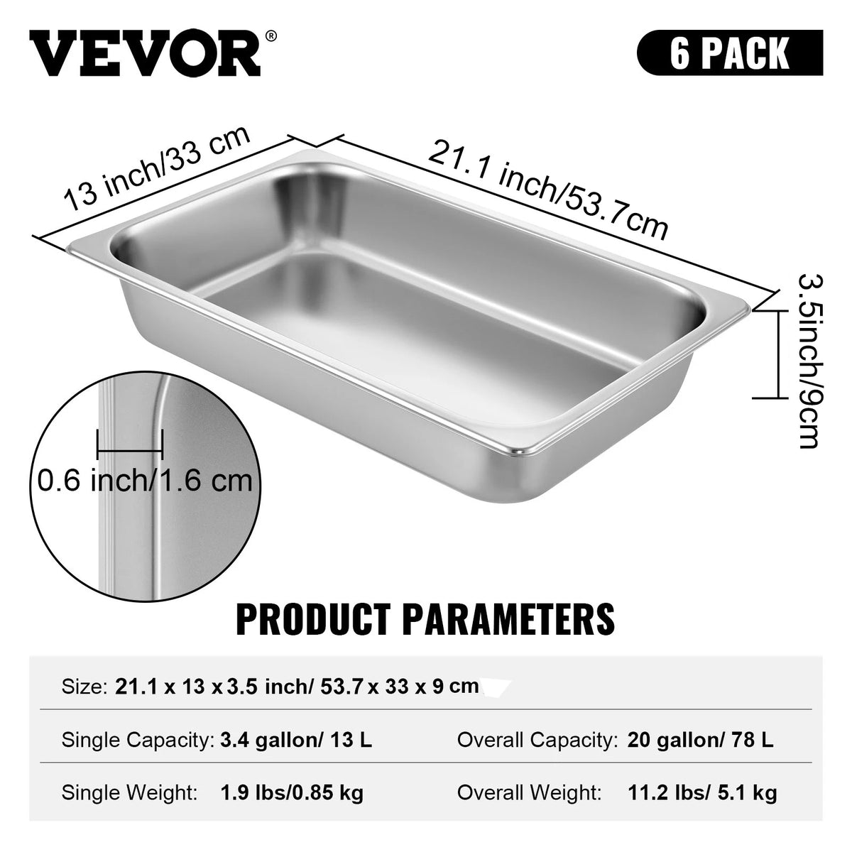 SucceBuy Stainless Steel Buffet Chafing Dishes Steam Table Pans