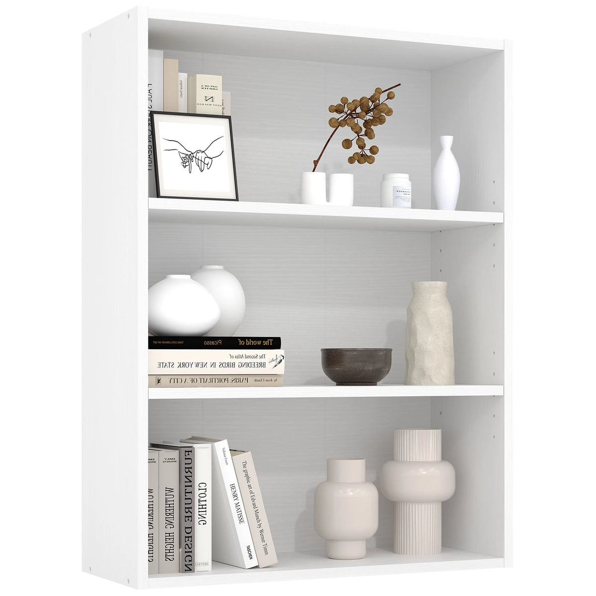 MCQ Wooden Bookshelf With Graduated Shelves For Home Storage