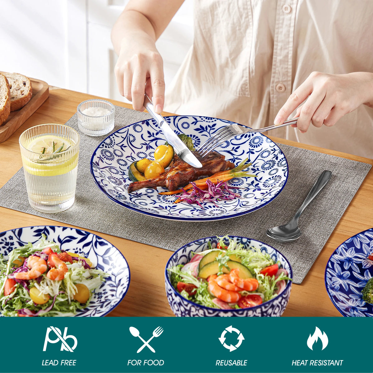 MALACASA Ceramic Dinnerware Plates And Bowls Tableware Set