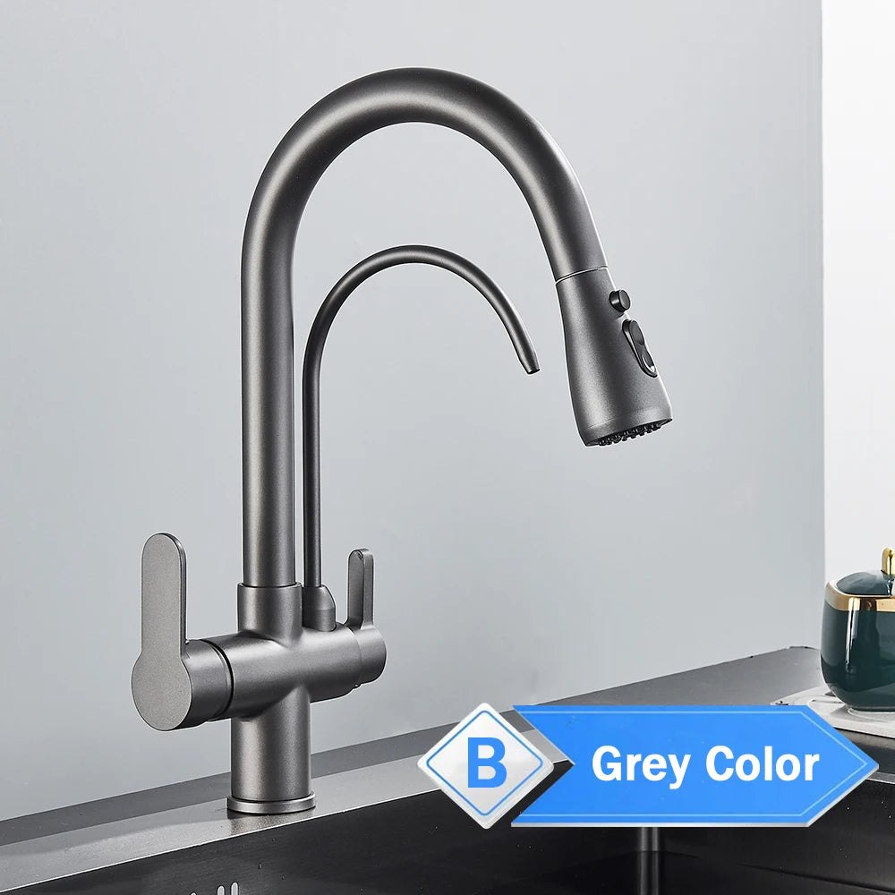 Rozin Three Way Pull Out Kitchen Faucet With Water Filter