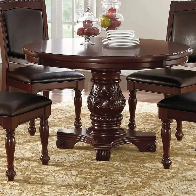 Classic Dining Set with Round Table and Four Side Chairs