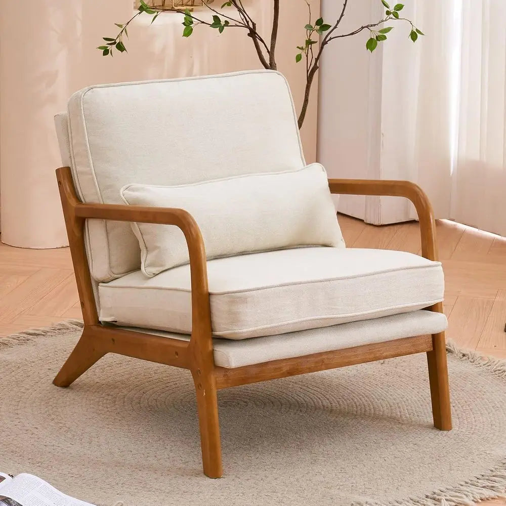 Upholstered Mid Century Accent Chairs Set Of Two For Living Room