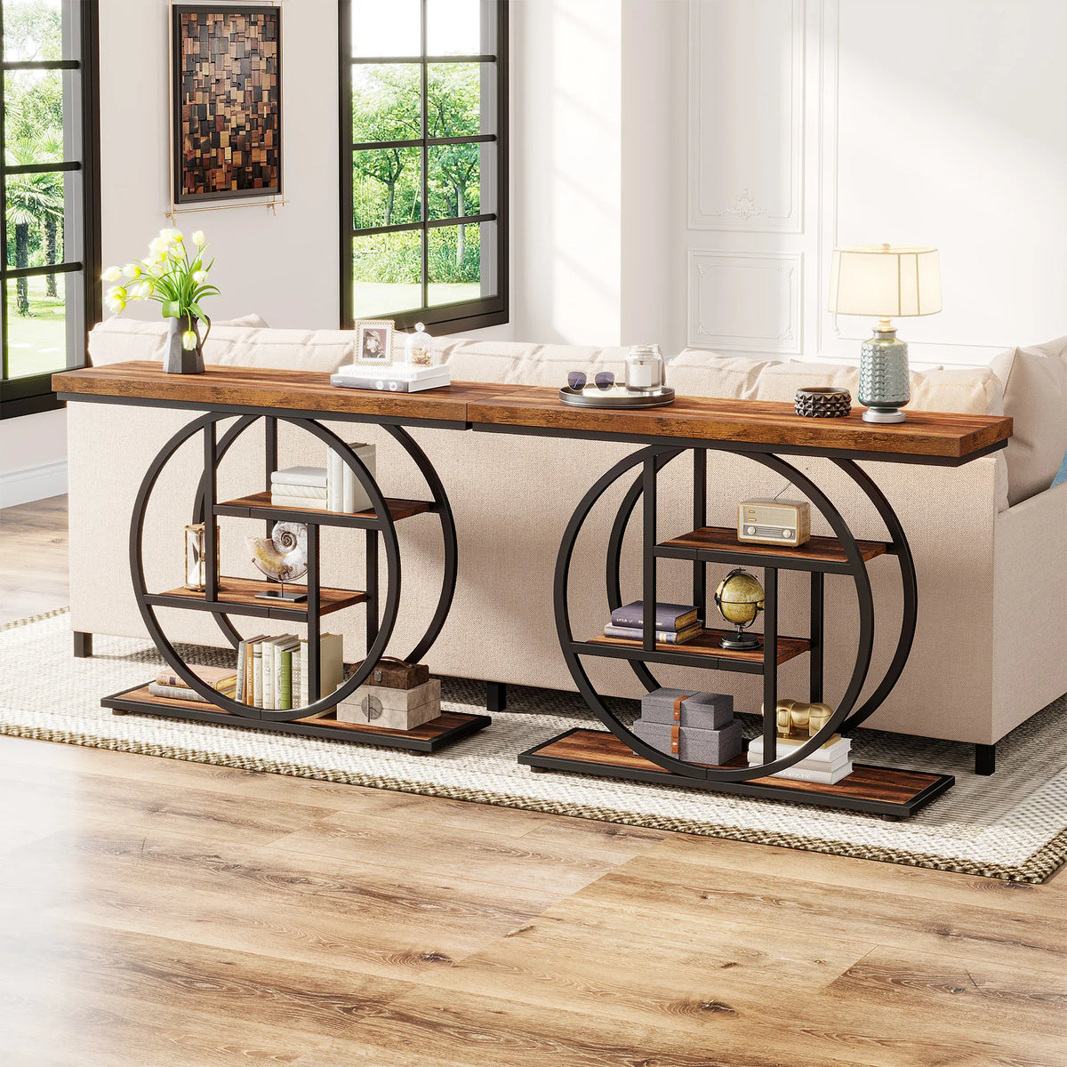 Tribesigns Four Tier Industrial Console Table With Storage
