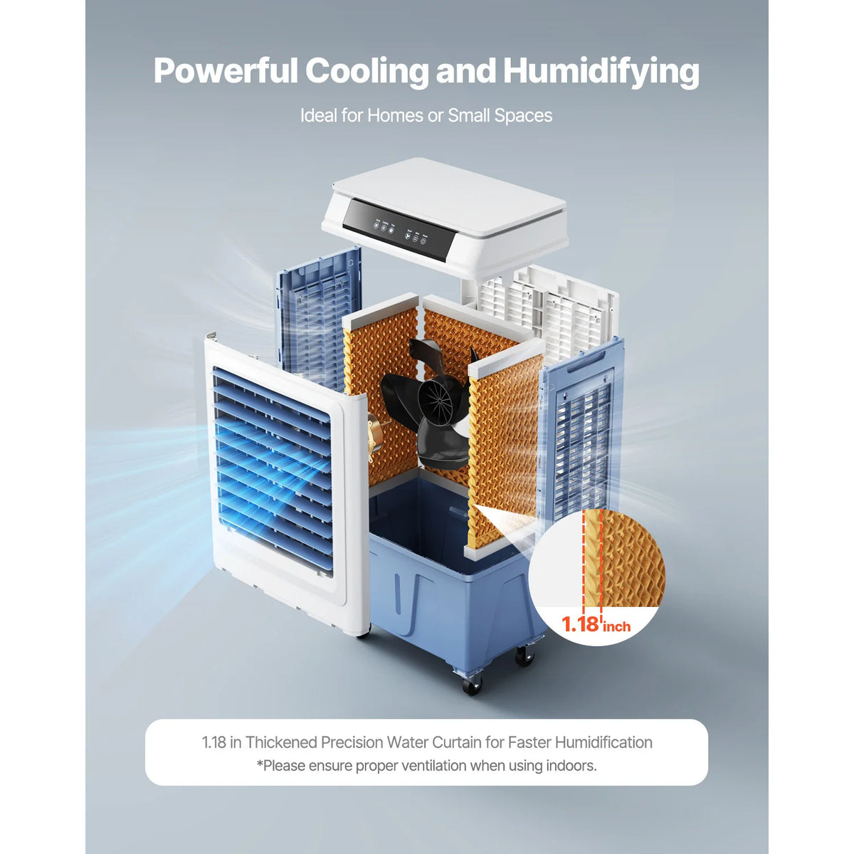 SucceBuy Evaporative Air Cooler With Remote Control And Timer