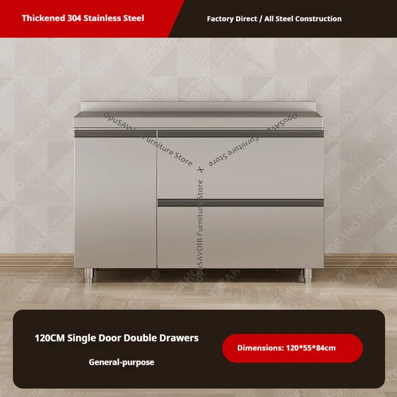 OAKCIA Stainless Steel Modular Kitchen Cabinet With Sink And Stove