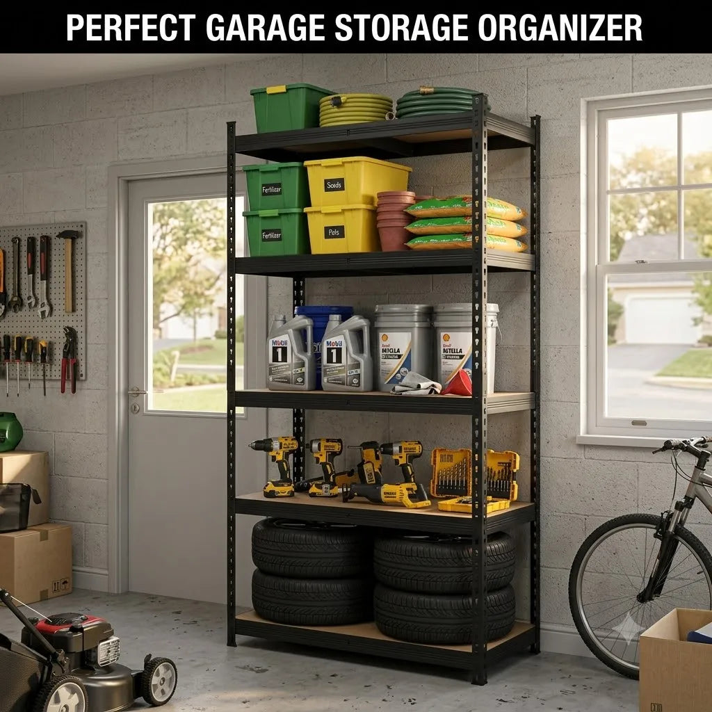 5-Tier Heavy Duty Boltless Storage Rack For Garage Organization